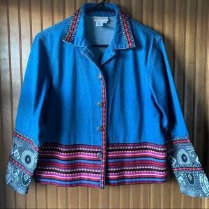 Coldwater Creek Boho Country Tapestry Jean Jacket | Women’s Size Petite Small